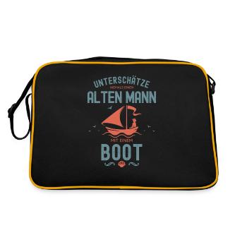 Bootsfahrer Bootfahren Segeln Segler Segelboot - Retro Tasche - Schwarz/Gold - Hinten