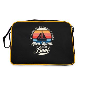 Bootsfahrer Bootfahren Segeln Segler Segelboot - Retro Tasche - Schwarz/Gold - Hinten