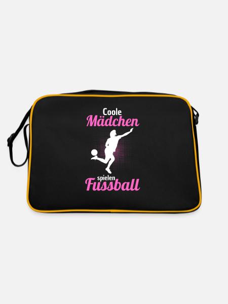 Fussballspielerin Fussballerin Frauenfussball - Retro Tasche - Schwarz/Gold - Hinten