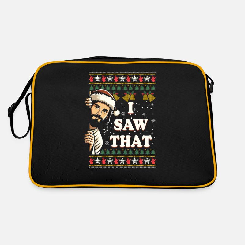 Ugly Hässlicher Weihnachtspulli Jesus Meme - Retro Tasche - Schwarz/Gold