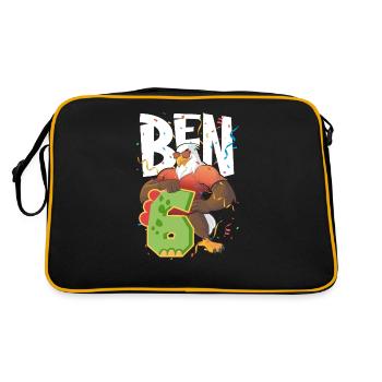 Bald eagle design for sixth birthday - Retro Bag - black/gold - Back