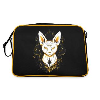 Katze Katzen - Retro Tasche - Schwarz/Gold - Hinten