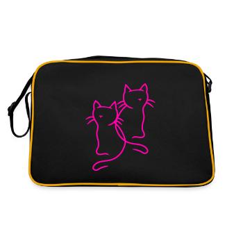 80er 90er Retro Vintage Katzen Katze Kätzchen - Retro Tasche - Schwarz/Gold - Hinten