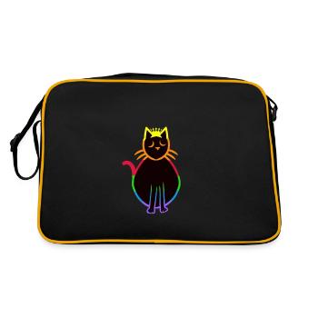 80er 90er Retro Regenbogen Katze Katzen - Retro Tasche - Schwarz/Gold - Hinten