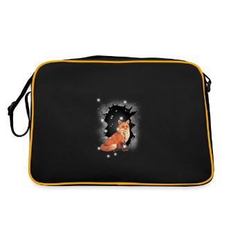 Fuchs Füchse Füchsin Märchen - Retro Tasche - Schwarz/Gold - Hinten