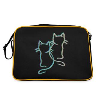80er 90er Retro Katzen Frühling Katze Vintage - Retro Tasche - Schwarz/Gold - Hinten