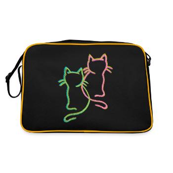 80er 90er Retro Vintage Katzen Katze Kätzchen - Retro Tasche - Schwarz/Gold - Hinten