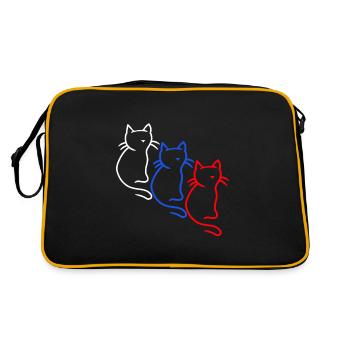 80er 90er Retro Katzen Katze Vintage - Retro Tasche - Schwarz/Gold - Hinten
