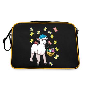 80s Easter Sheep Sheep Easter Eggs Lamb Kids - Retro Bag - black/gold - Back