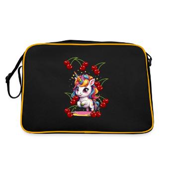 80s 90s Unicorn Unicorns Cherries Retro Summer - Retro Bag - black/gold - Back