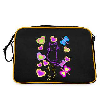 Chats de l’ancienne école chat des années 80 Rétro enfants enfant - Sac Retro - noir/or - Dos