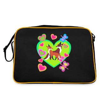 Renard Renards Rétro Enfants Animaux des bois - Sac Retro - noir/or - Dos