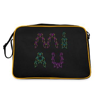 80er 90er Retro Miau Katzen Katze - Retro Tasche - Schwarz/Gold - Hinten