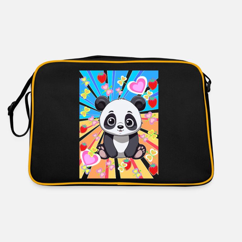 80er Retro Panda Kinder Mädchen Jungen Retro Tasche
