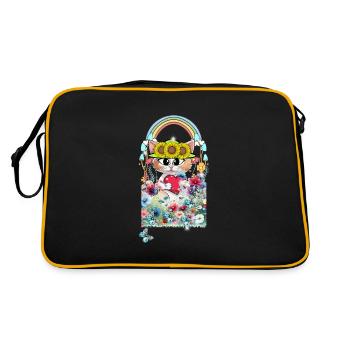 Chat Fleurs Jardin Enfants Filles - Sac Retro - noir/or - Dos