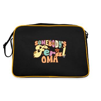 Somebody's Feral Oma German Grandmother Funny - Retro Tasche - Schwarz/Gold - Hinten
