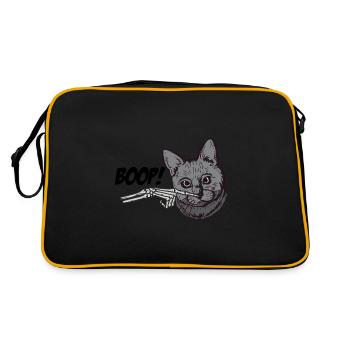 Spooky Halloween Skeleton Main Black Cat Grunge - Sac Retro - noir/or - Dos