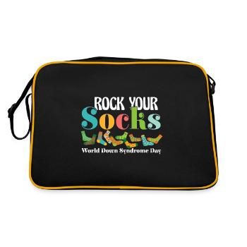 Rock Your Socks Down Syndrome Awareness Trisomy 21 - Retro Tasche - Schwarz/Gold - Hinten
