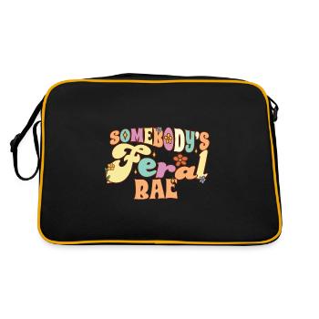 Somebody's Feral Bae Boyfriend Girlfriend Pun - Retro Bag - black/gold - Back