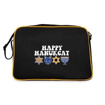 Jewish Hanukkah Hanukcat Star Of David Menorah - Retro Bag - black/gold - Back
