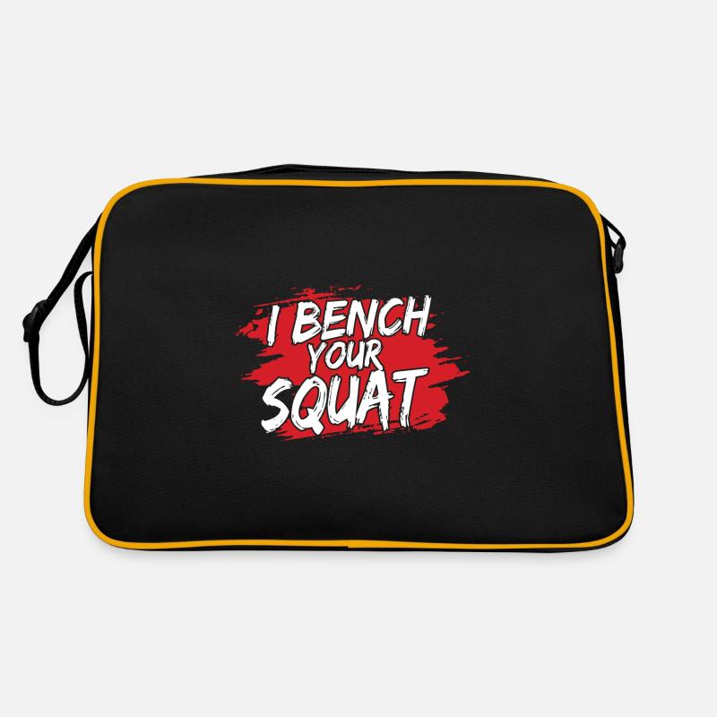 I Bench Your Squat Funny Workout Gym - Retro Tasche - Schwarz/Gold