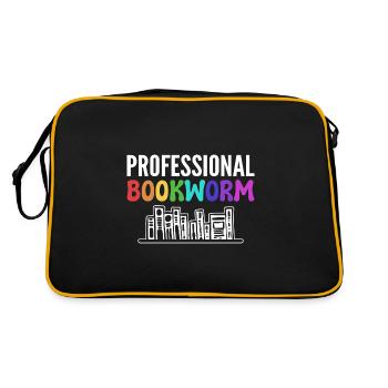 Professional Bookworm Bücherwurm - Retro Tasche - Schwarz/Gold - Hinten