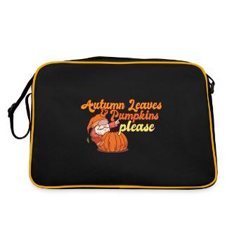 Bonjour Feuilles d’automne et citrouilles s’il vous plaît Gnome - Sac Retro - noir/or - Dos