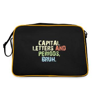 Funny ELA English Teacher Letters and Periods Bruh - Retro Tasche - Schwarz/Gold - Hinten