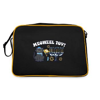 Meowzel Tov Happy Hanukkah Jewish Cat Mom Dad - Retro Bag - black/gold - Back