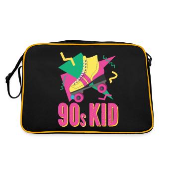 90er Retro mit Rollschuh - Retro Tasche - Schwarz/Gold - Hinten