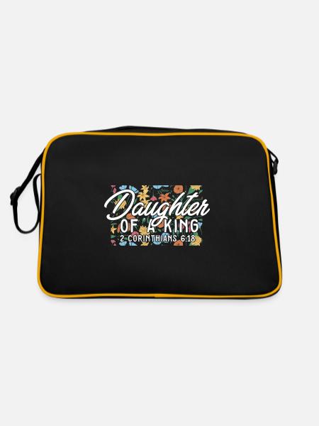 Daughter of a King Religious Christian Faith - Retro Bag - black/gold - Back