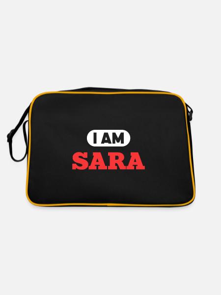 Sara Name Spruch für stolze Saras - Retro Tasche - Schwarz/Gold - Hinten