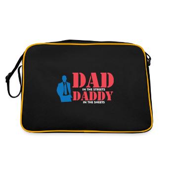 Dad In The Streets Dad In The Sheets Dad Jokes - Retro Tasche - Schwarz/Gold - Hinten