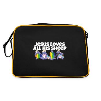 Jesus Loves All His Sheep LGBTQ Proud Ally Gay - Retro Tasche - Schwarz/Gold - Hinten
