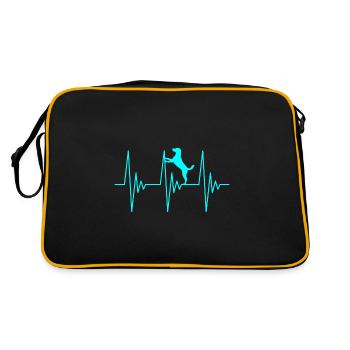 Hund EKG Liebe - Retro Tasche - Schwarz/Gold - Hinten