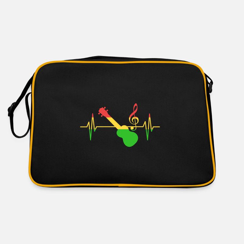 Reggae Music Pulse Musiker - Retro Tasche - Schwarz/Gold