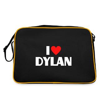 I Love Dylan Red Heart Love Fan Gift - Retro Bag - black/gold - Back