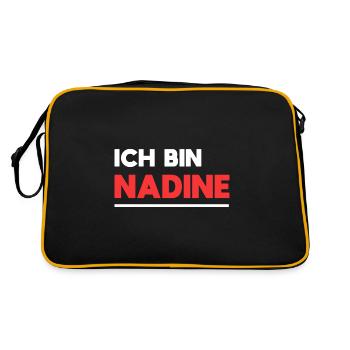 Nadine Name Spruch für stolze Nadines - Retro Tasche - Schwarz/Gold - Hinten