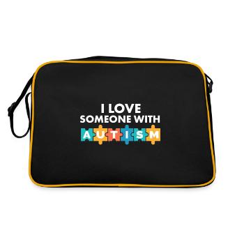 I Love Someone With Autism Awareness Month Puzzle - Retro Tasche - Schwarz/Gold - Hinten