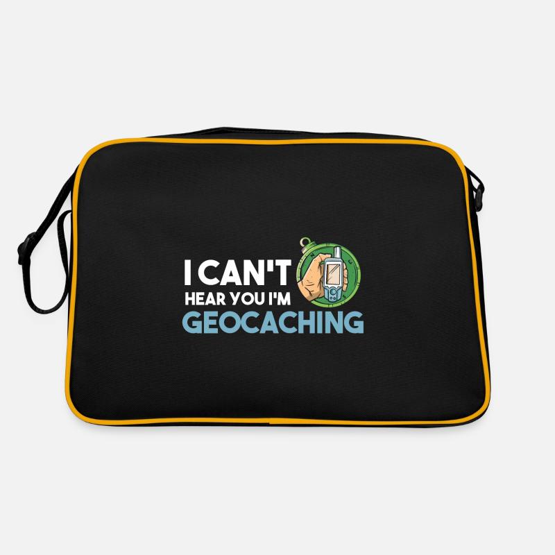 Lustiger Geocacher Geocaching - Retro Tasche - Schwarz/Gold