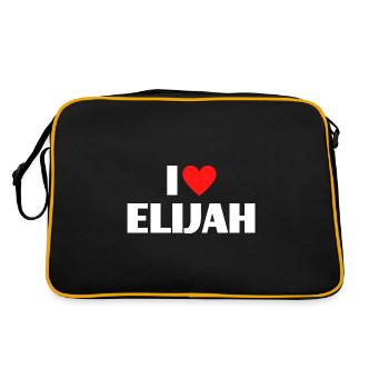 I Love Elijah Red Heart Love Fan Gift - Retro Bag - black/gold - Back