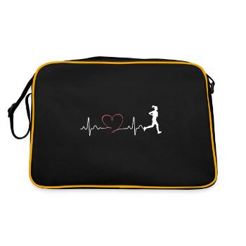 Läuferin Joggen Joggerin Pulsfrequenz Geschenk - Retro Tasche - Schwarz/Gold - Hinten