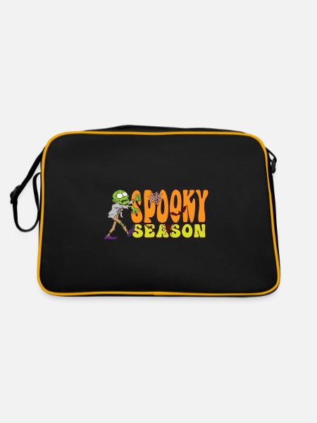 Lazy Halloween Spooky Season Scary Zombie Bats - Retro Tasche - Schwarz/Gold - Hinten