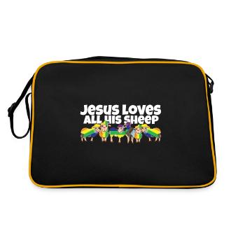 Jesus Loves All His Sheep LGBTQ Proud Ally Gay - Retro Tasche - Schwarz/Gold - Hinten