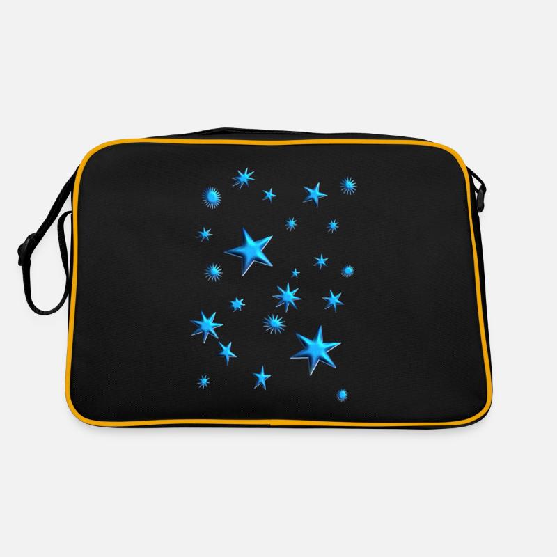 Étoile Étoiles étoilée Étoiles Etoiles Bleu - Sac Retro - noir/or