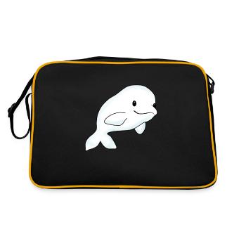 Belugawal Weißer Wal Meer Fisch Kinder - Retro Tasche - Schwarz/Gold - Hinten