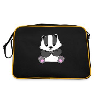 Badger Kids Forest Animal Gift Animal Welfare - Retro Bag - black/gold - Back