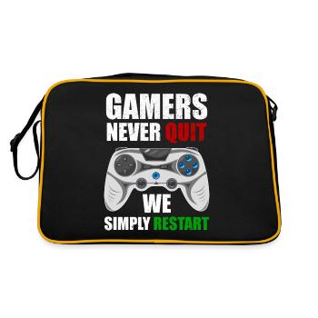Gamers never give up, they just restart nerd - Retro Bag - black/gold - Back