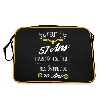 Cadeau 57 ans cycliste - Sac Retro - noir/or - Dos