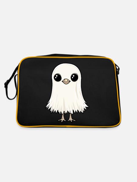 Strauß Halloween Comic Geist - Retro Tasche - Schwarz/Gold - Hinten